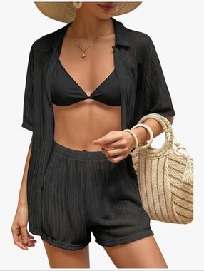 Women's Sheer Swim Cover Up 2 Pices Set